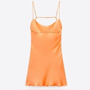 Zara Satin Effect Cut Out Mini Dress In Orange Size Small